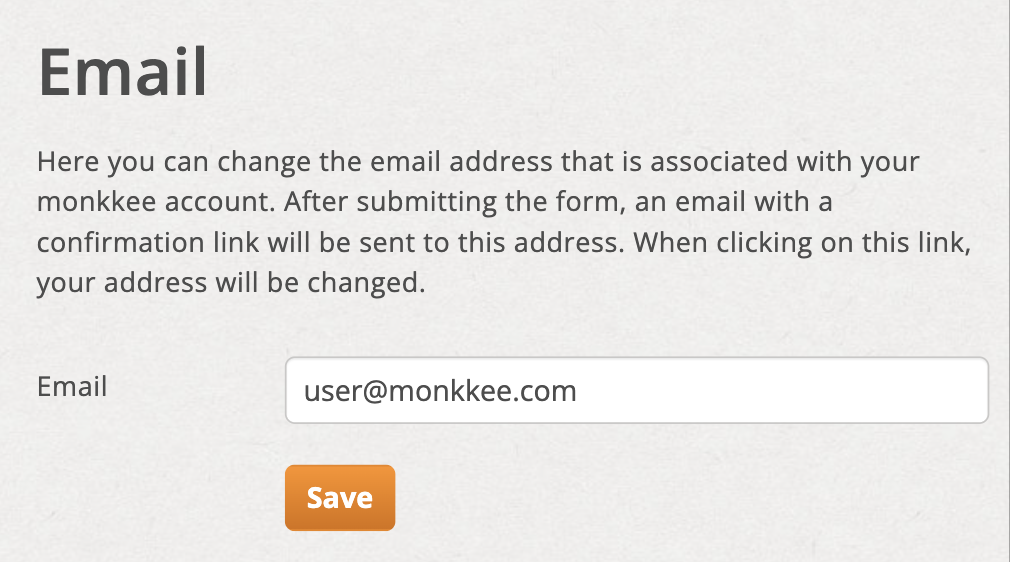 Change email address in settings
